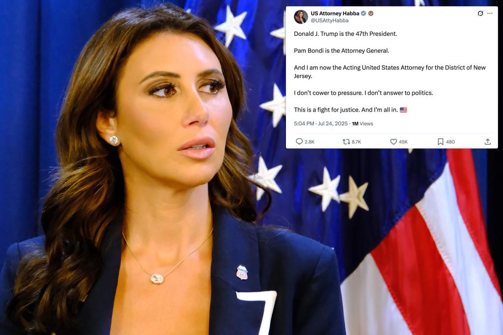 Trump pick Alina Habba to remain acting NJ US attorney after judges reject her for the post